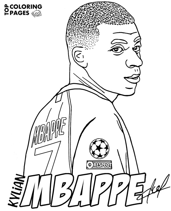 Kylian mbappe printable coloring page