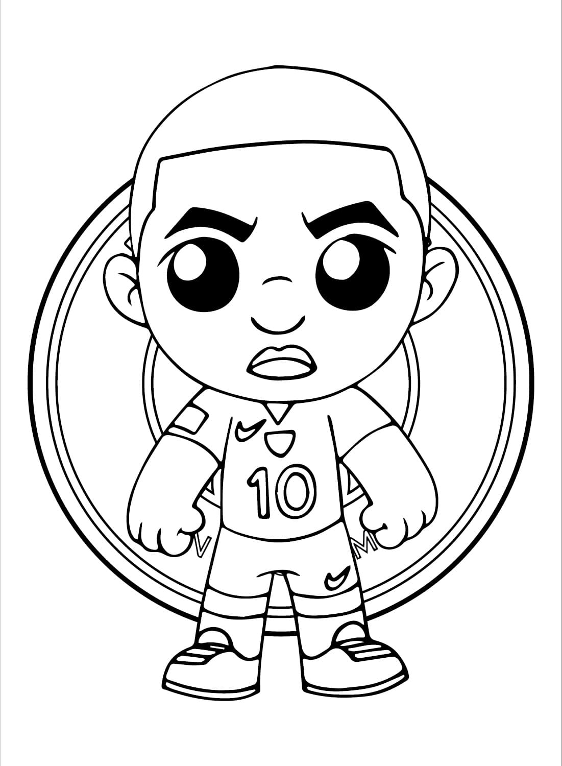 Chibi kylian mbappe coloring page