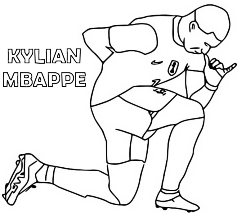 Coloring page french football team kylian mbappã