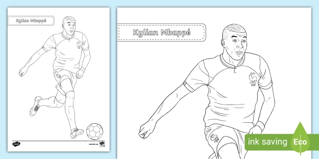 Kylian mbappã colouring sheet