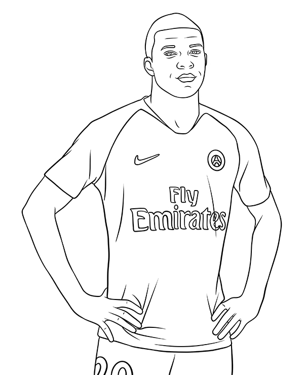 Mbappe coloring page soccer player