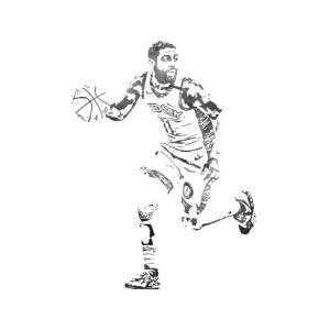 Kyrie irving brooklyn nets watercolor strokes pixel art mixed media by joe hamilton