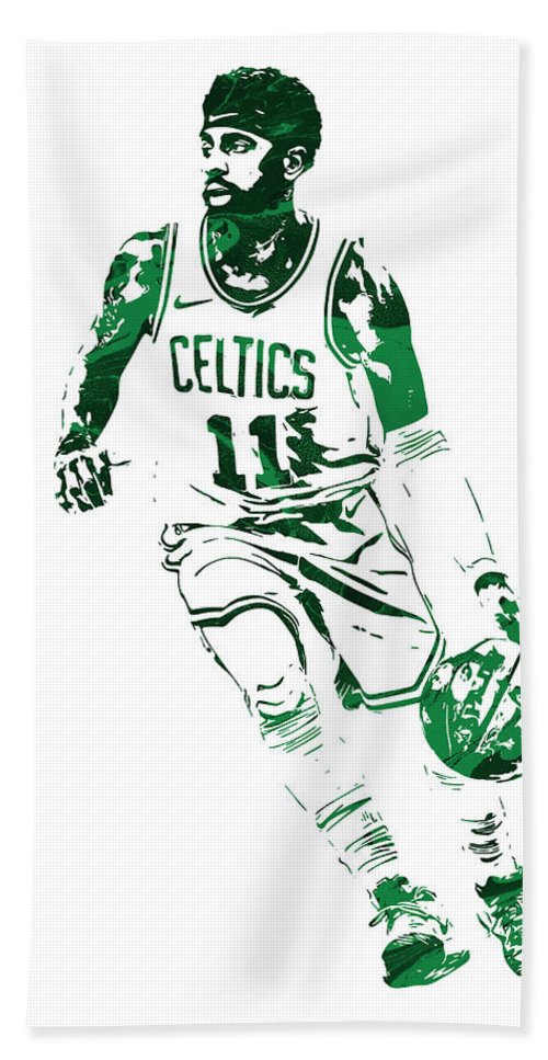 Kyrie irving boston celtics pixel art beach towel by joe hamilton