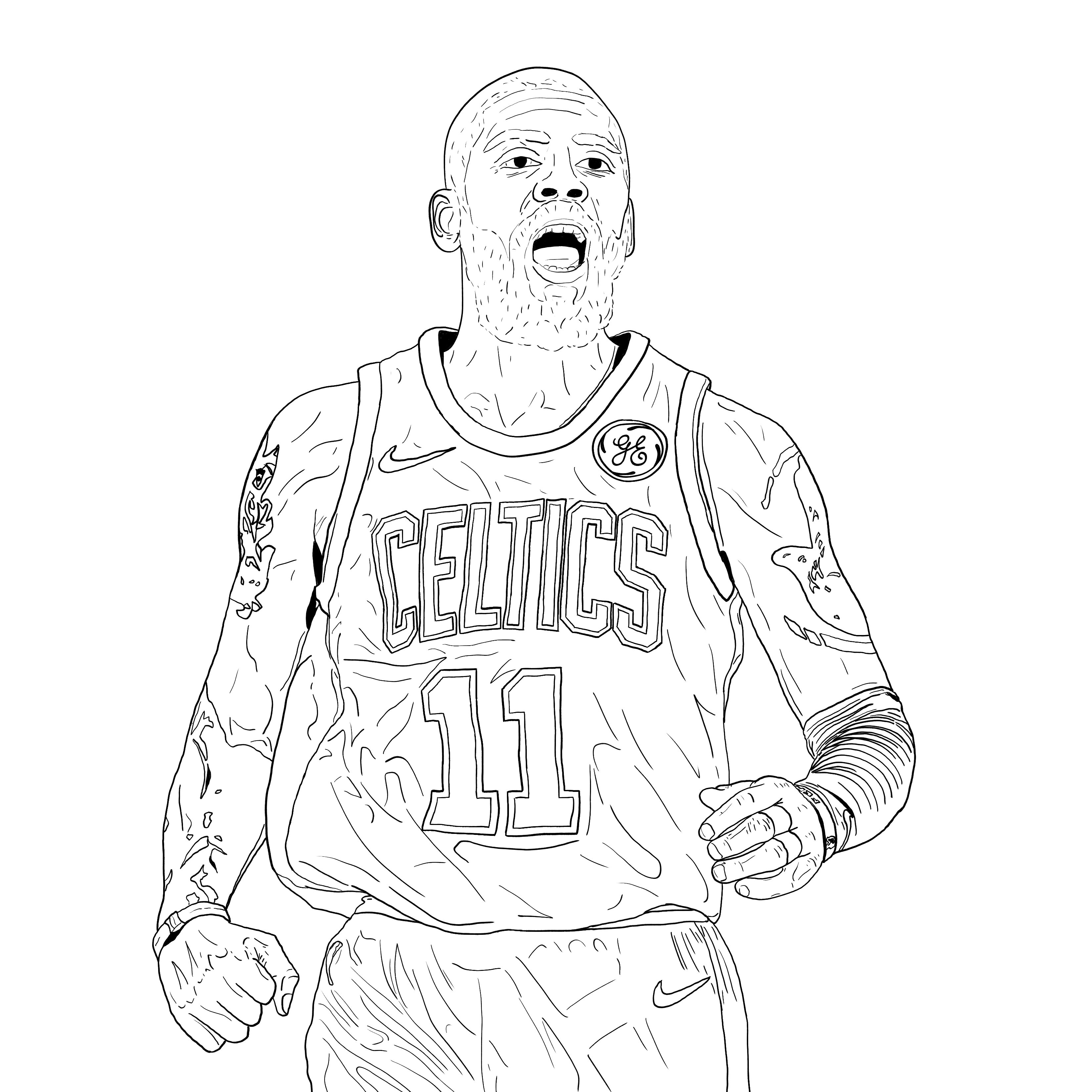 Anthony ruiz on x inks on my kyrie irving piece hoping to have flat colors laid down sometime later tonight art illustration drawing draw picture artist digitalart boston celtics kyrieirving nba acrillustration