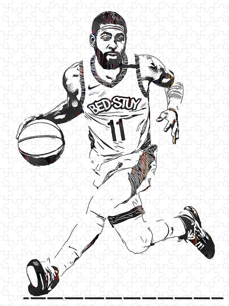 Kyrie irving brooklyn nets sketch art jigsaw puzzle by joe hamilton