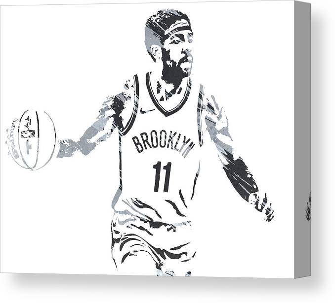 Kyrie irving brooklyn nets watercolor strokes pixel art canvas print canvas art by joe hamilton