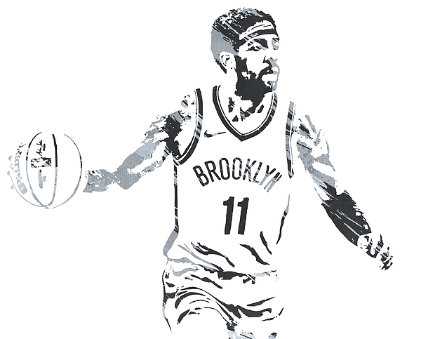 Kyrie irving brooklyn nets watercolor strokes pixel art tapestry by joe hamilton