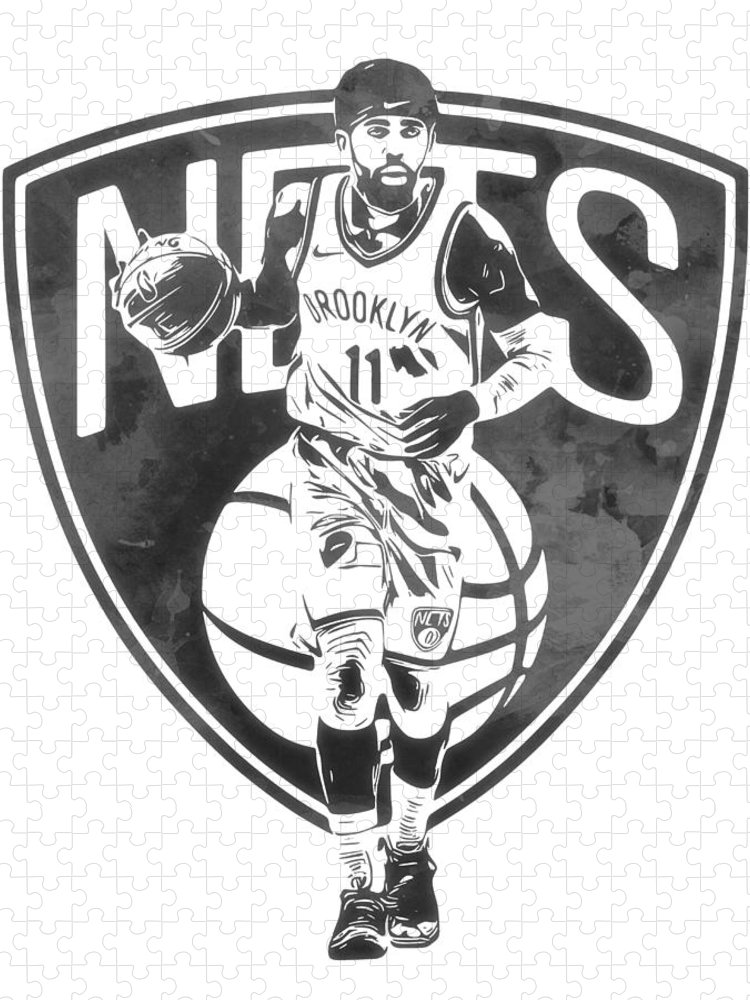 Kyrie irving brooklyn nets watercolor strokes pixel art jigsaw puzzle by joe hamilton