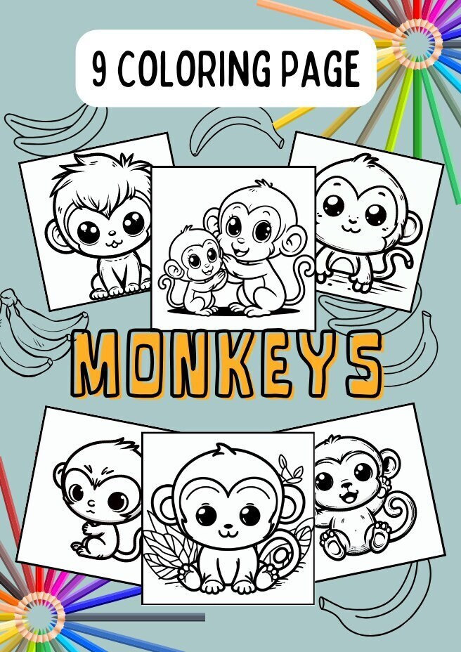 Monkey coloring page