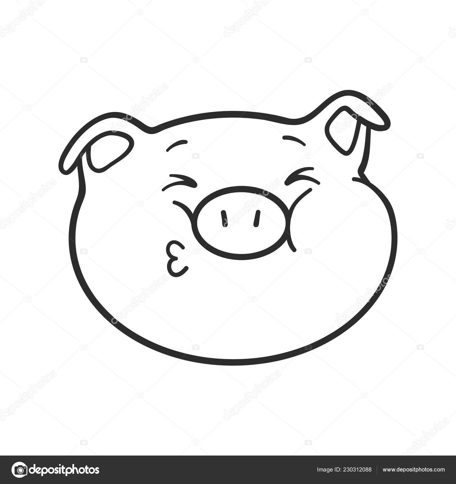 Pig is sending a kiss emoji pig for coloring book stock vector by michinoku