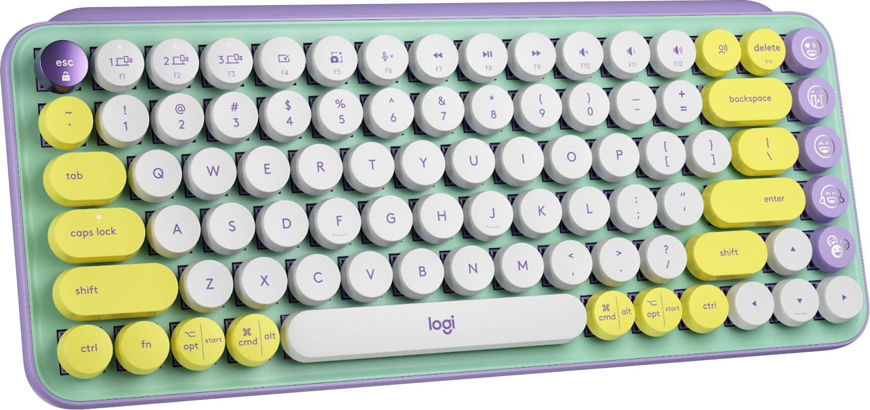 Logitech pop keys wireless mechanical tactile switch keyboard for windowsmac with customizable emoji keys daydream mint purple