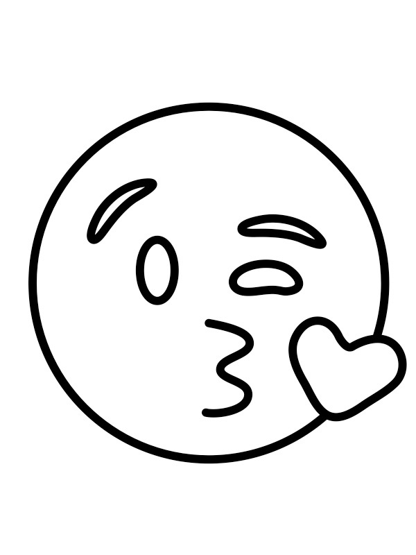 Kiss face emoji coloring page