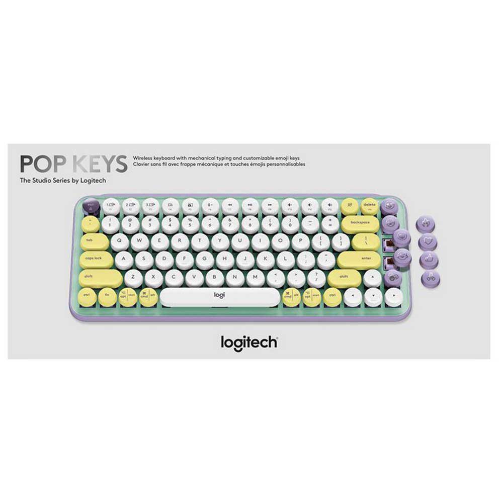 Logitech pop keys emoji wireless keyboard silver techinn