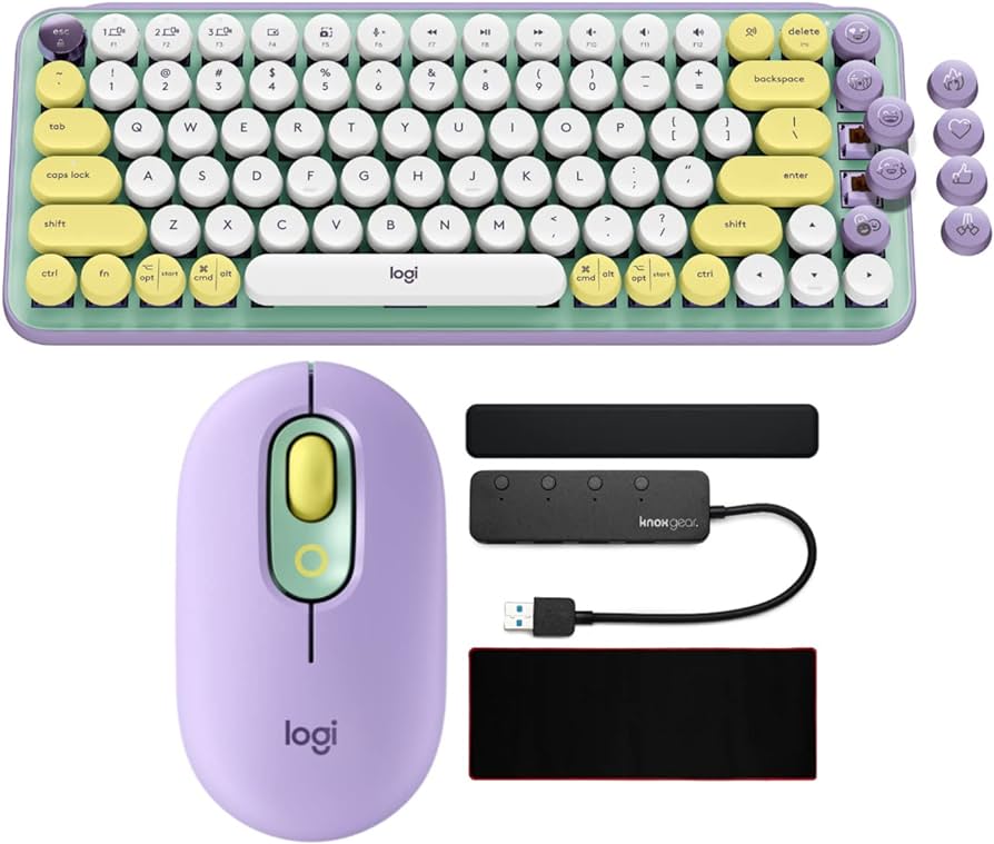 Logitech pop keys wireless mechanical keyboard with emoji keys daydream mint bundle with wireless mouse palm rest