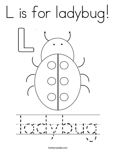 L is for ladybug coloring page