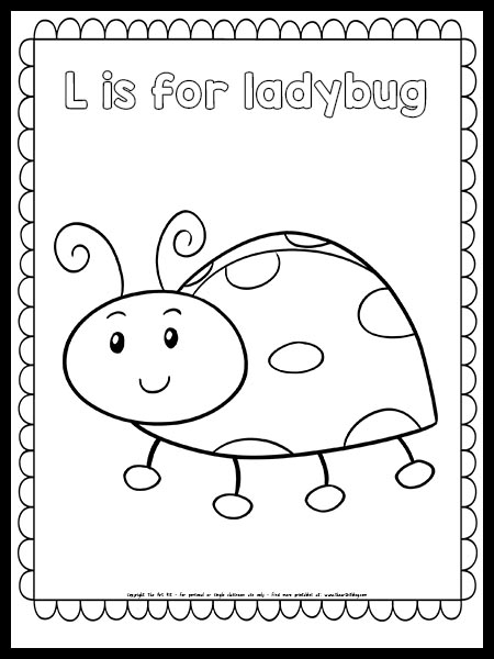 L is for ladybug coloring page bubble font free printable â the art kit