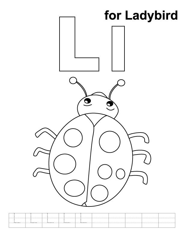 L for ladybird coloring page with handwriting practice alphabet coloring pages kids handwriting practice alphabet coloring