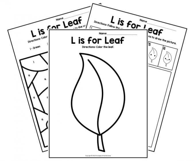 Free printable l is for leaf letter l worksheets