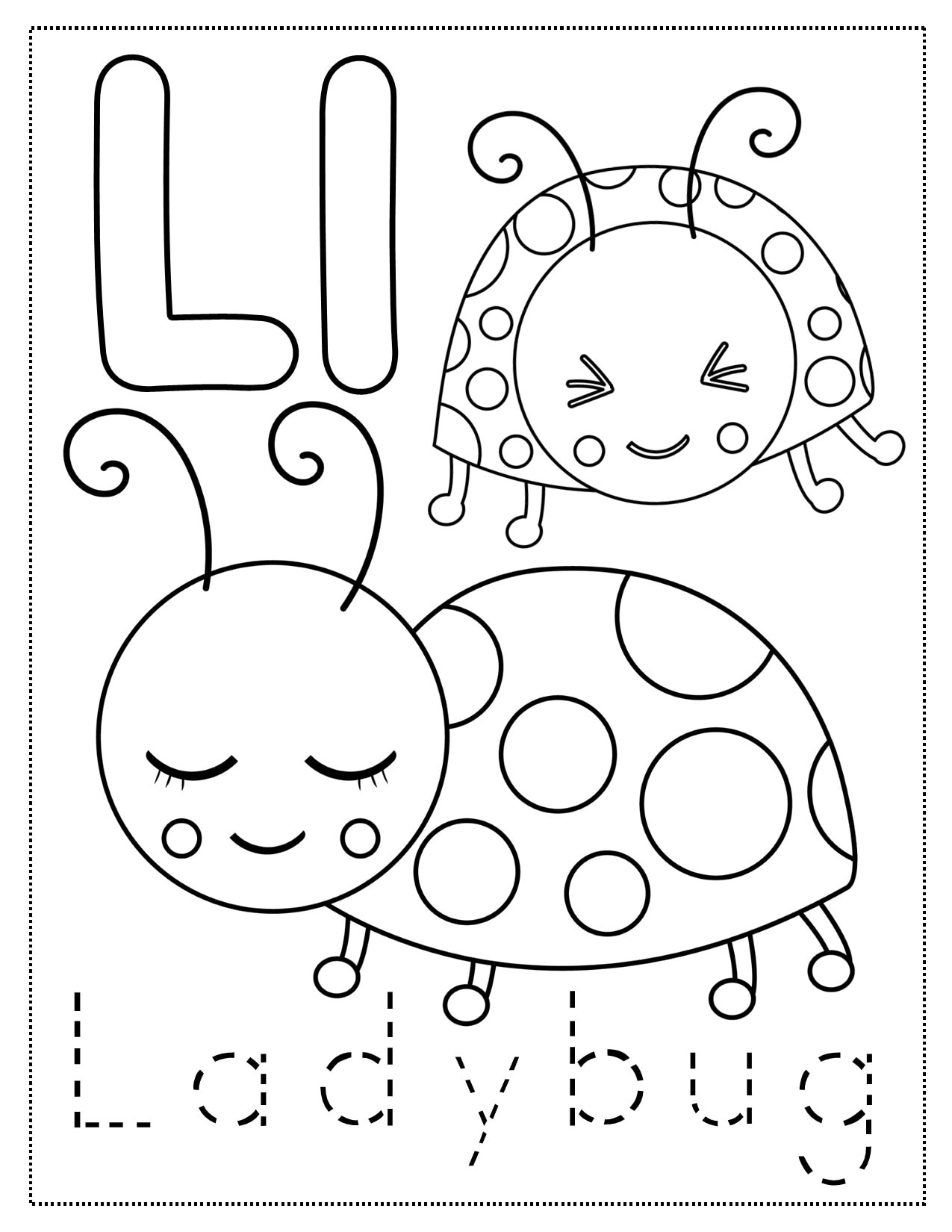 L is for leaf craft coloring page