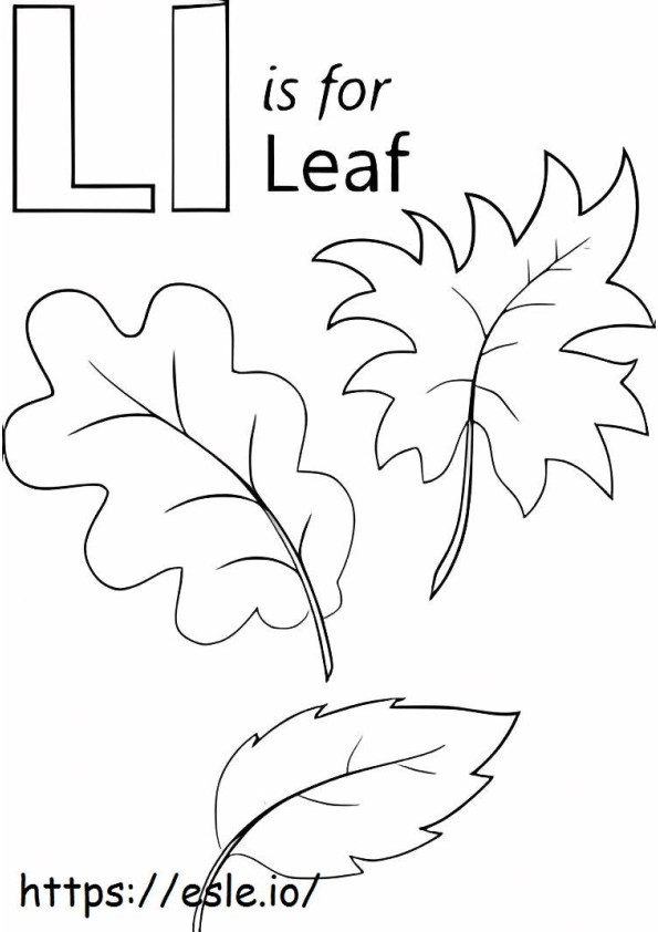 L is for leaf coloring page