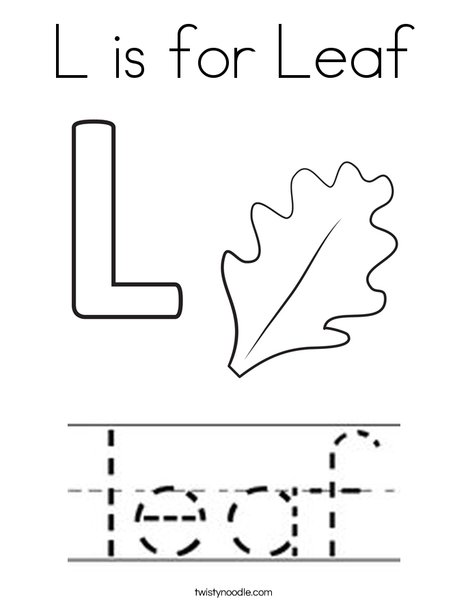 L is for leaf coloring page