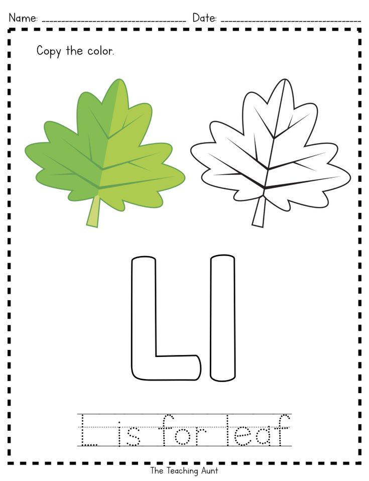 L is for leaf paper pasting activity