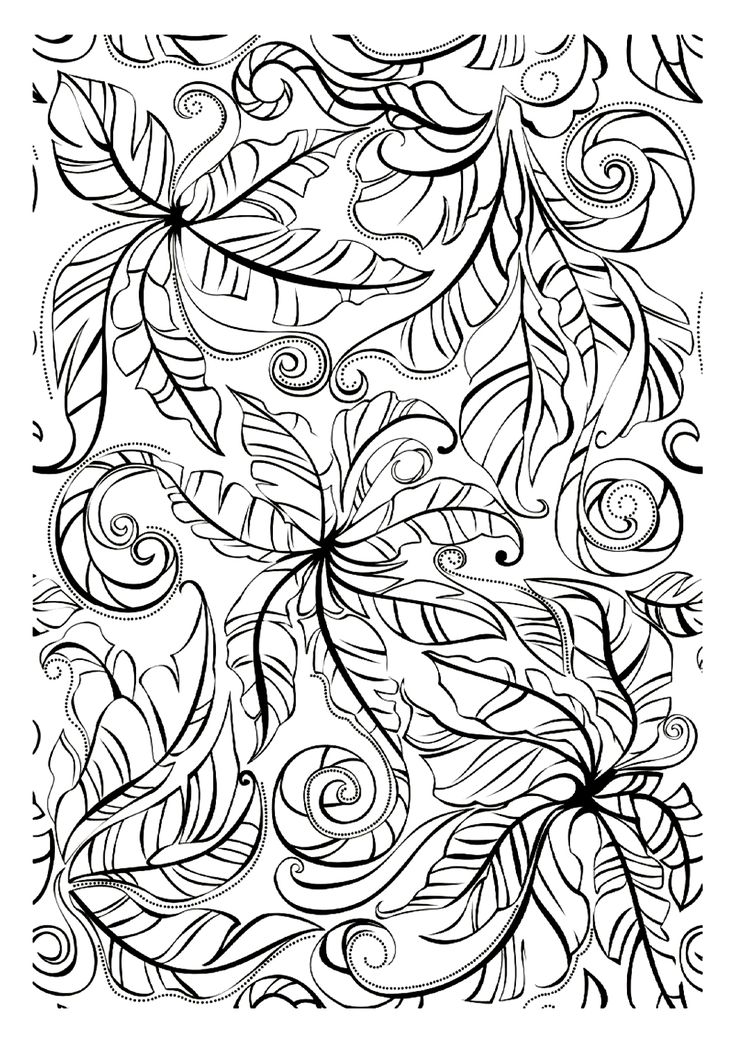 Pretty leaves seeming to move in a harmonious movement from the gallery flowers and vegetation leaf coloring page coloring pages adult coloring pages