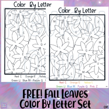 Free fall leaves color by letter pages by positively bright tpt