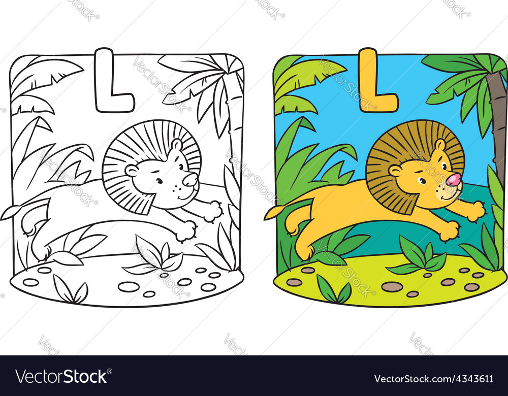 Little lion coloring book alphabet l royalty free vector