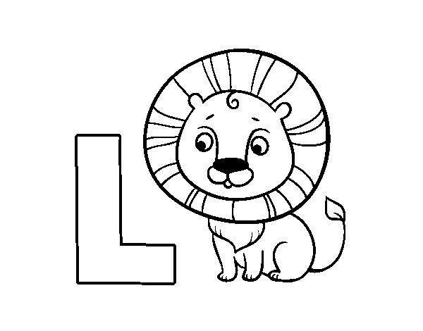 L of lion coloring page