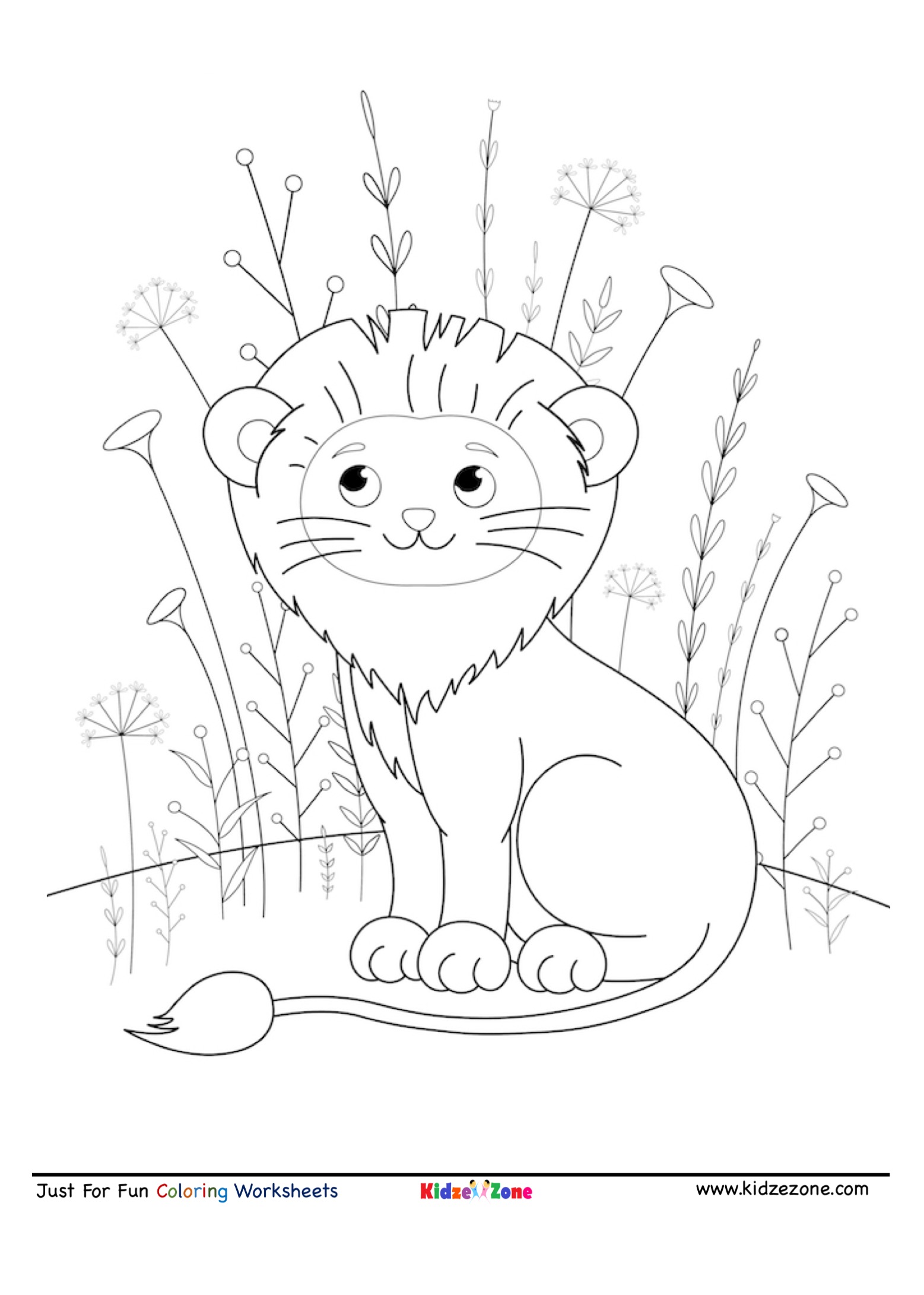 Cute smiling lion coloring page