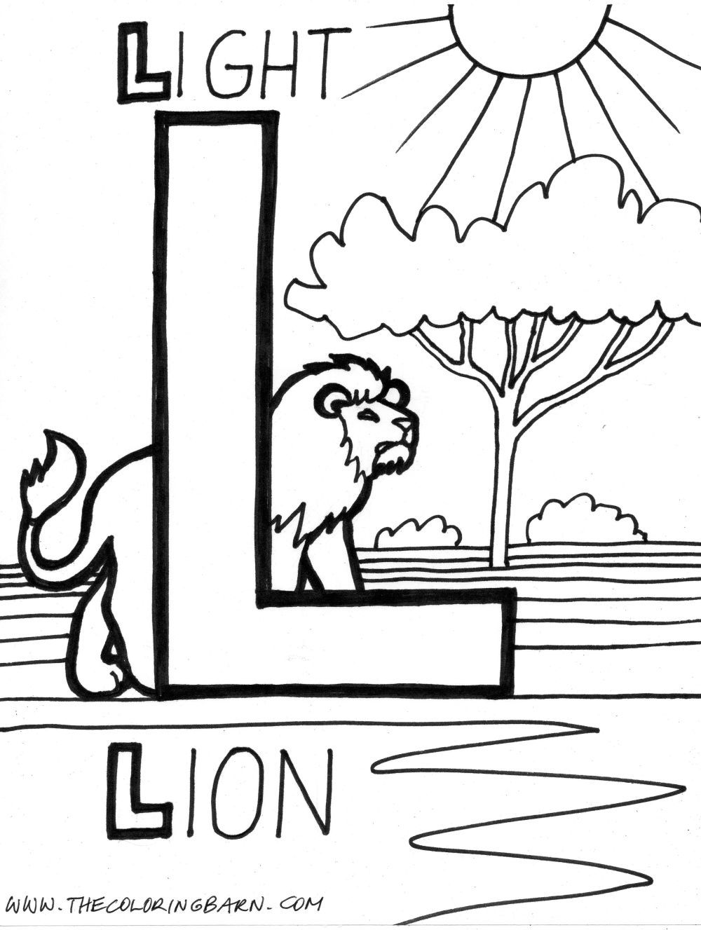 L for light l for lion alphabet coloring pages abc coloring pages lion coloring pages