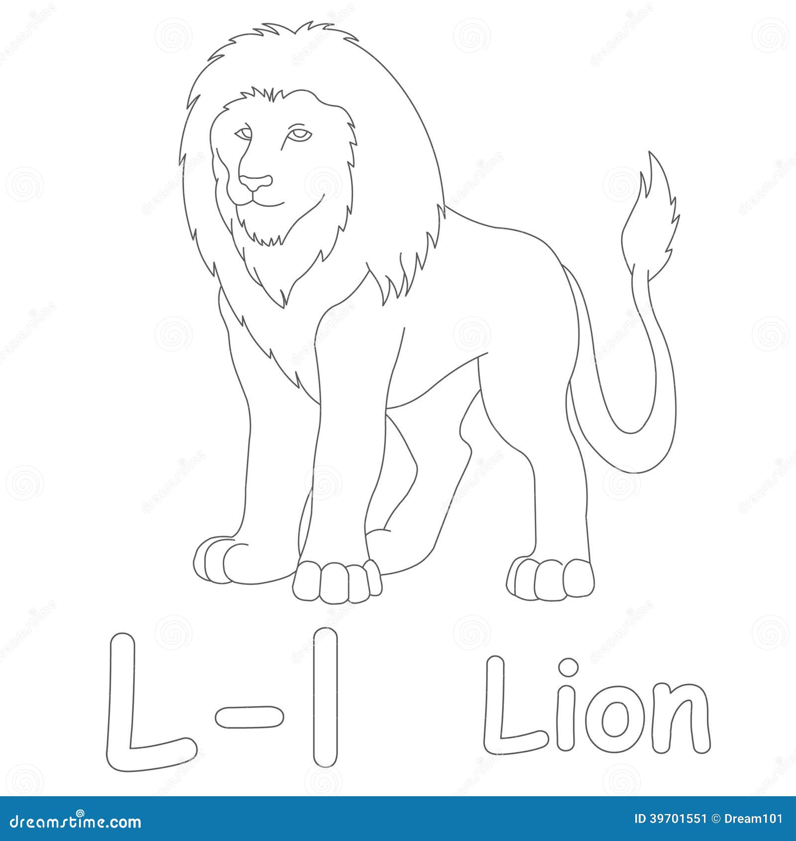 L for lion coloring page stock illustration illustration of books