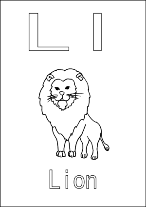 L is for lion coloring page