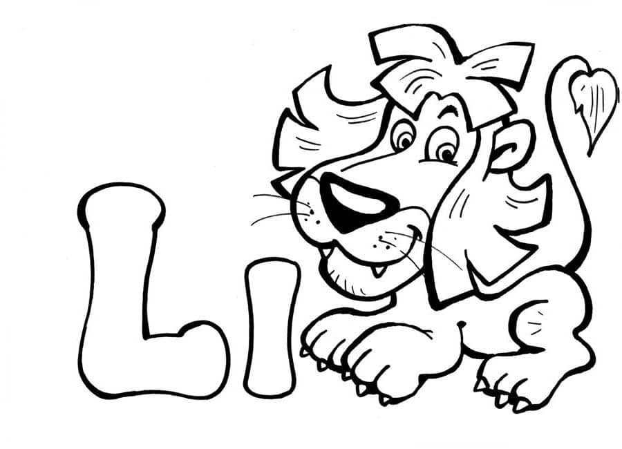 Letter l and a lion coloring page