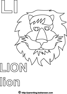 Lion letter l alphabet coloring page