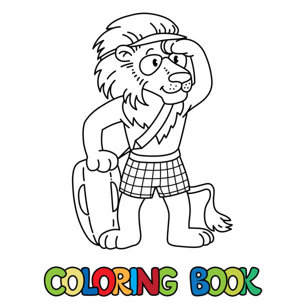 Lion lifeguard abc coloring book alphabet l stock illustration