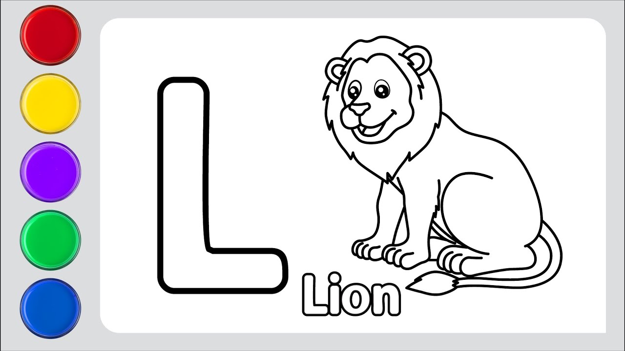 How to draw lion and color for kids