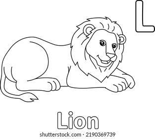 Lion alphabet abc coloring page l stock vector royalty free