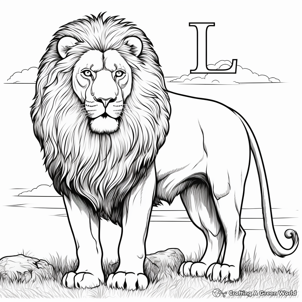 L is for lion coloring pages