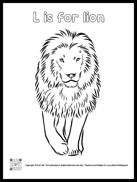 Letter l is for lion coloring page free printable bubble font â the art kit