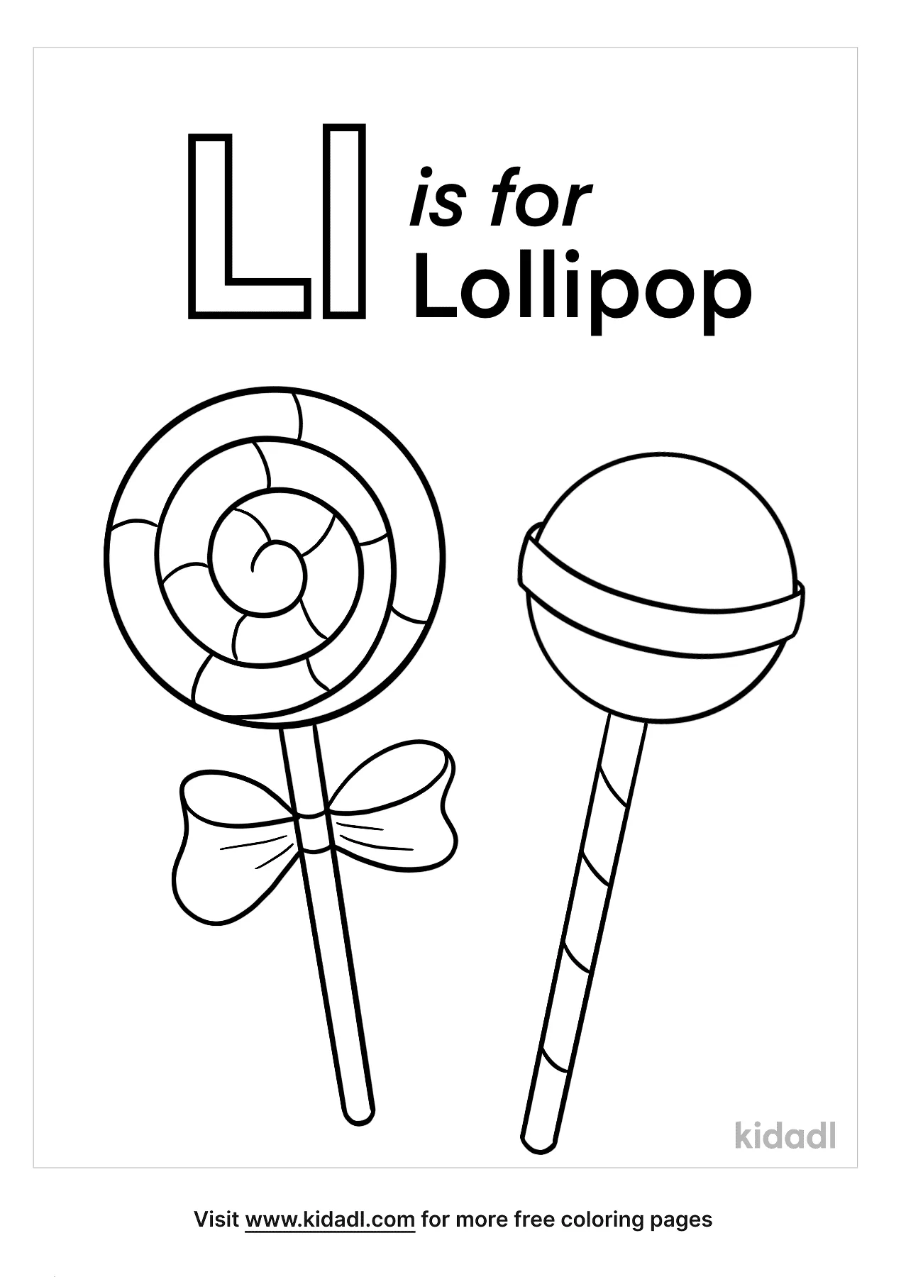 Free l is for lollipop coloring page coloring page printables