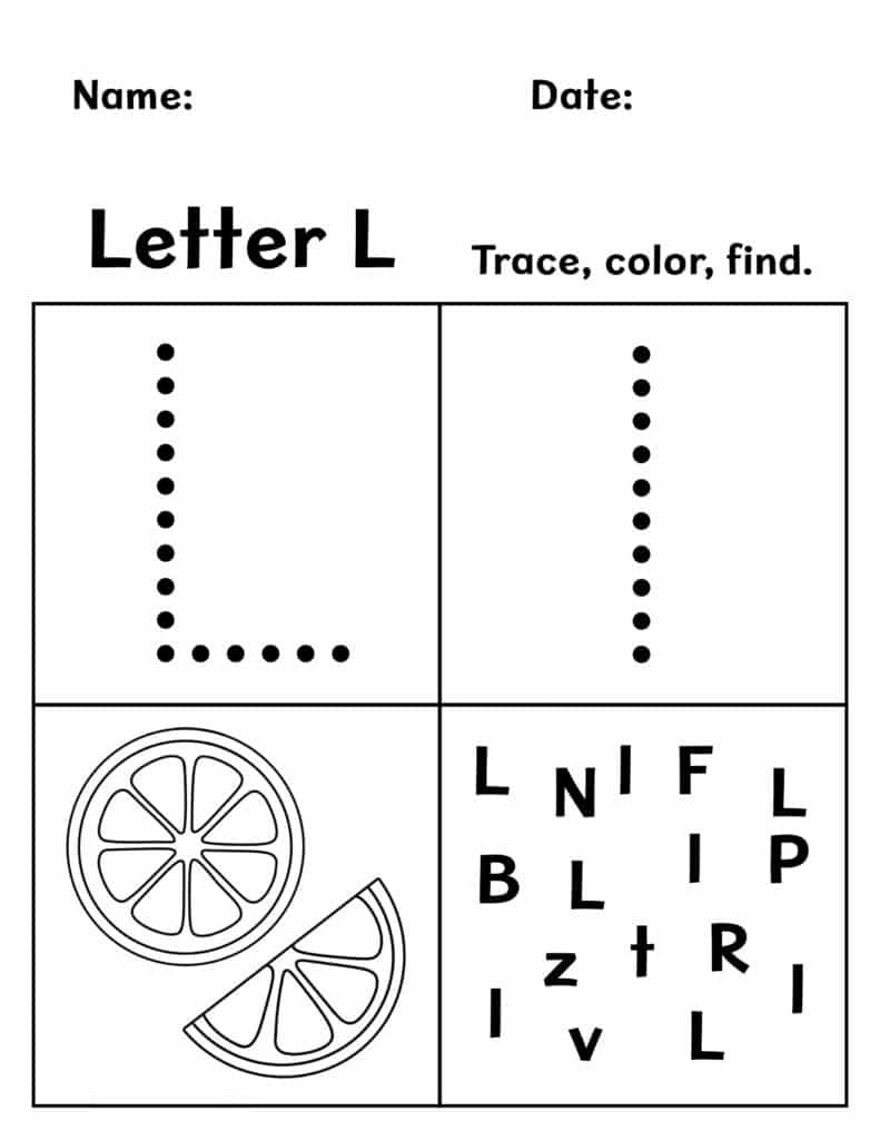 Free letter l worksheets for preschool â the hollydog blog