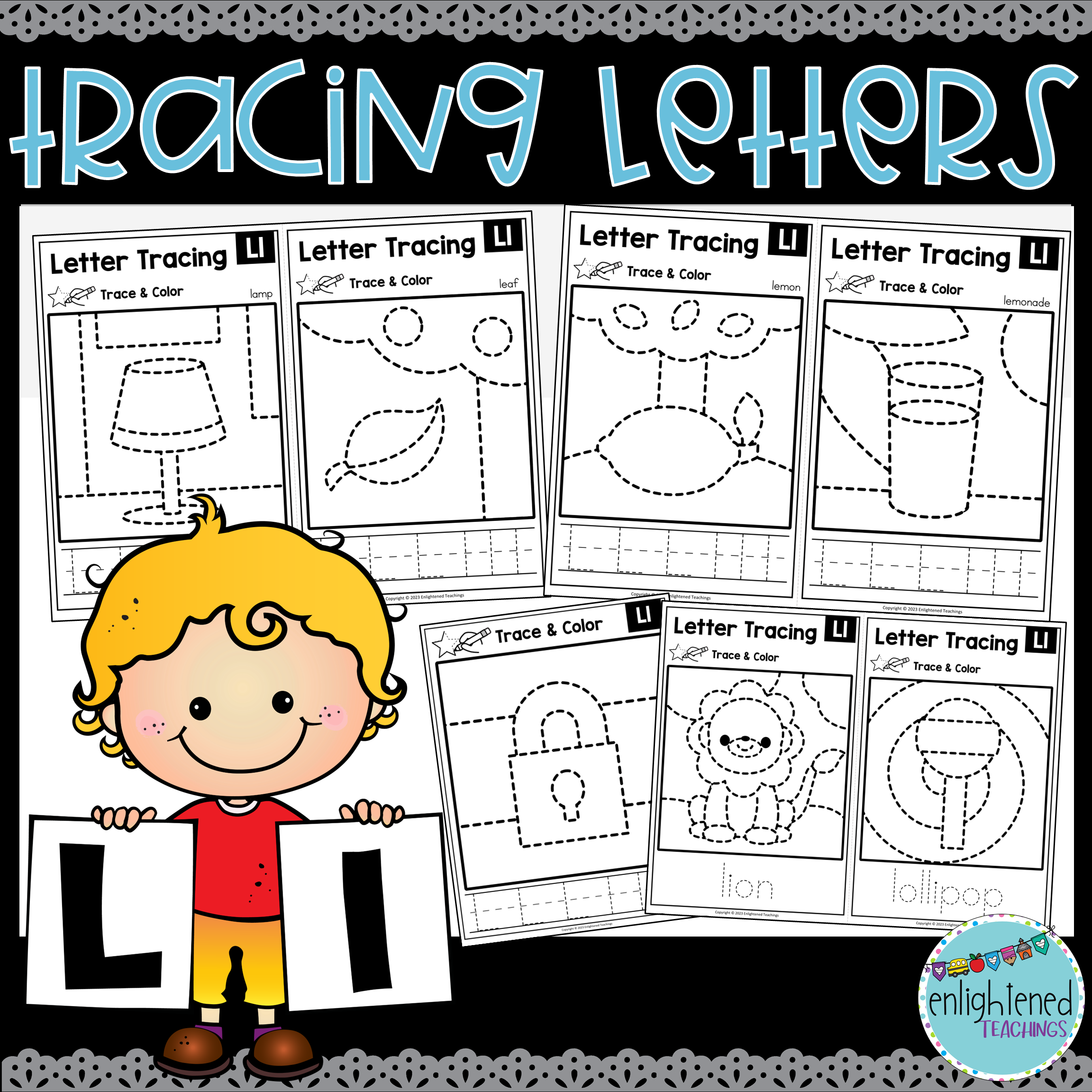 Letter l tracing worksheets letter tracing mats letter l trace color made by teachers