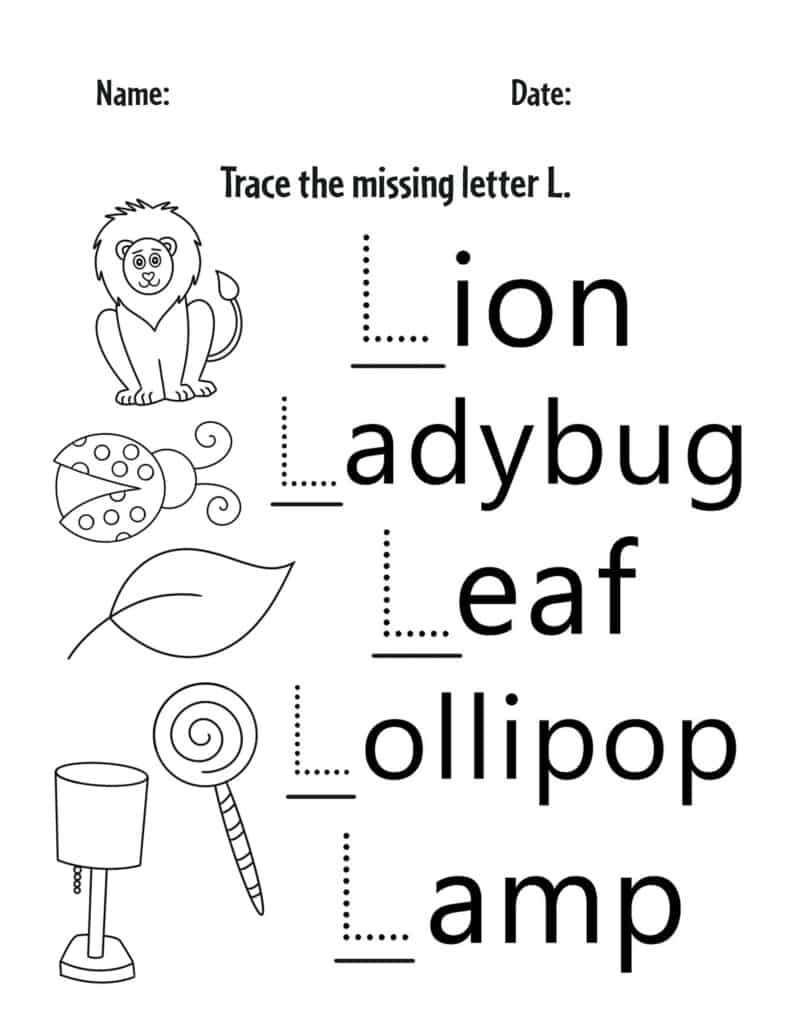 Free letter l worksheets for preschool â the hollydog blog