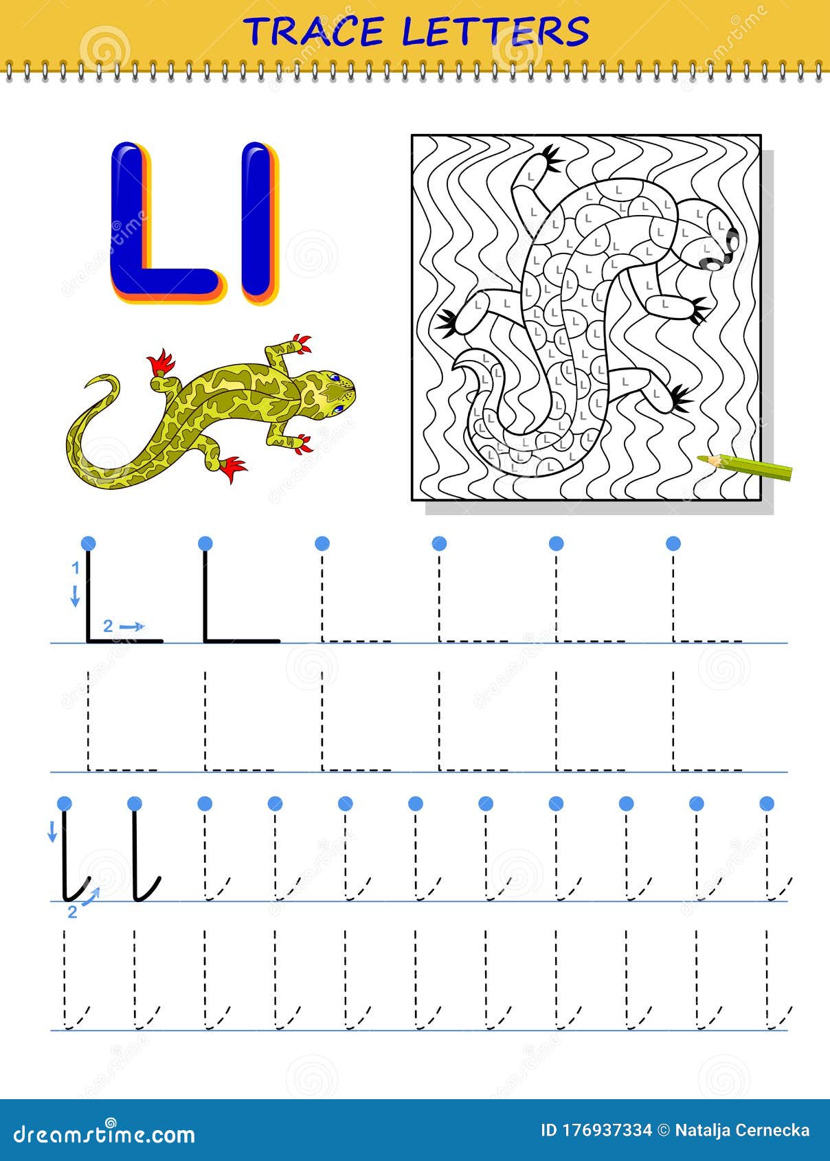 Tracing letter l for study alphabet printable worksheet for kids education page for coloring book stock vector