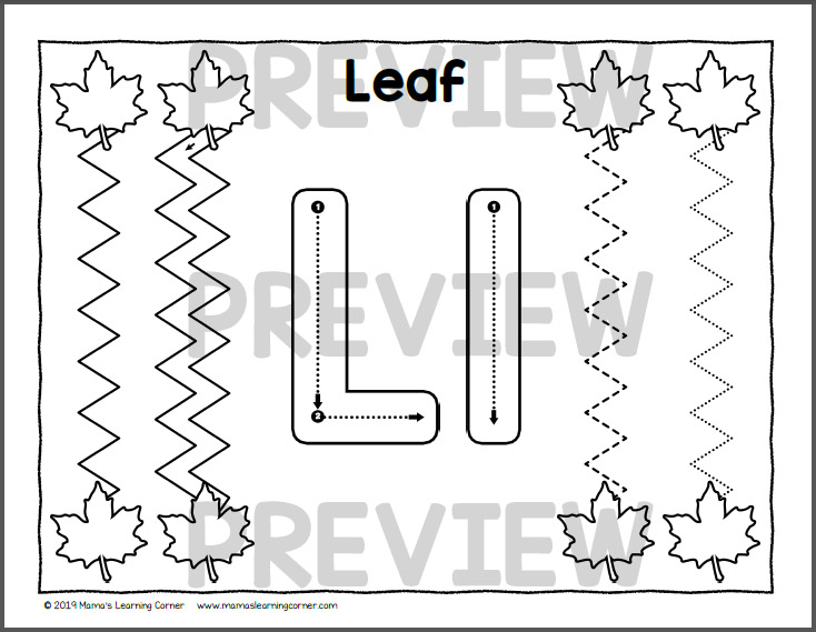 Fall tracing worksheets for preschool