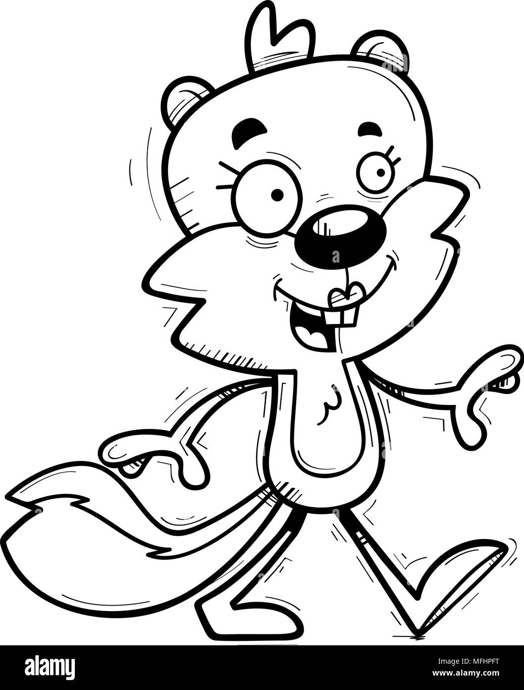 Illustration cartoon squirrel imãgen de stock en blanco y negro