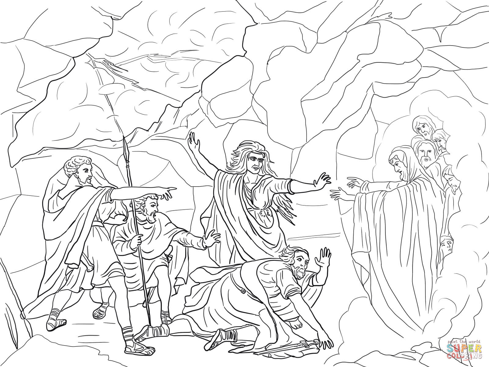 Saul and witch of endor coloring page free printable coloring pages