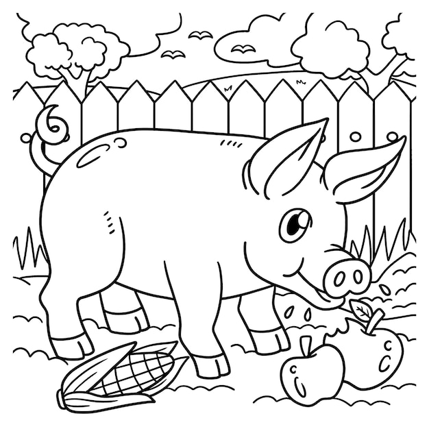 Premium vector horse coloring page for kids